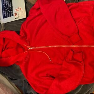 Red zip up